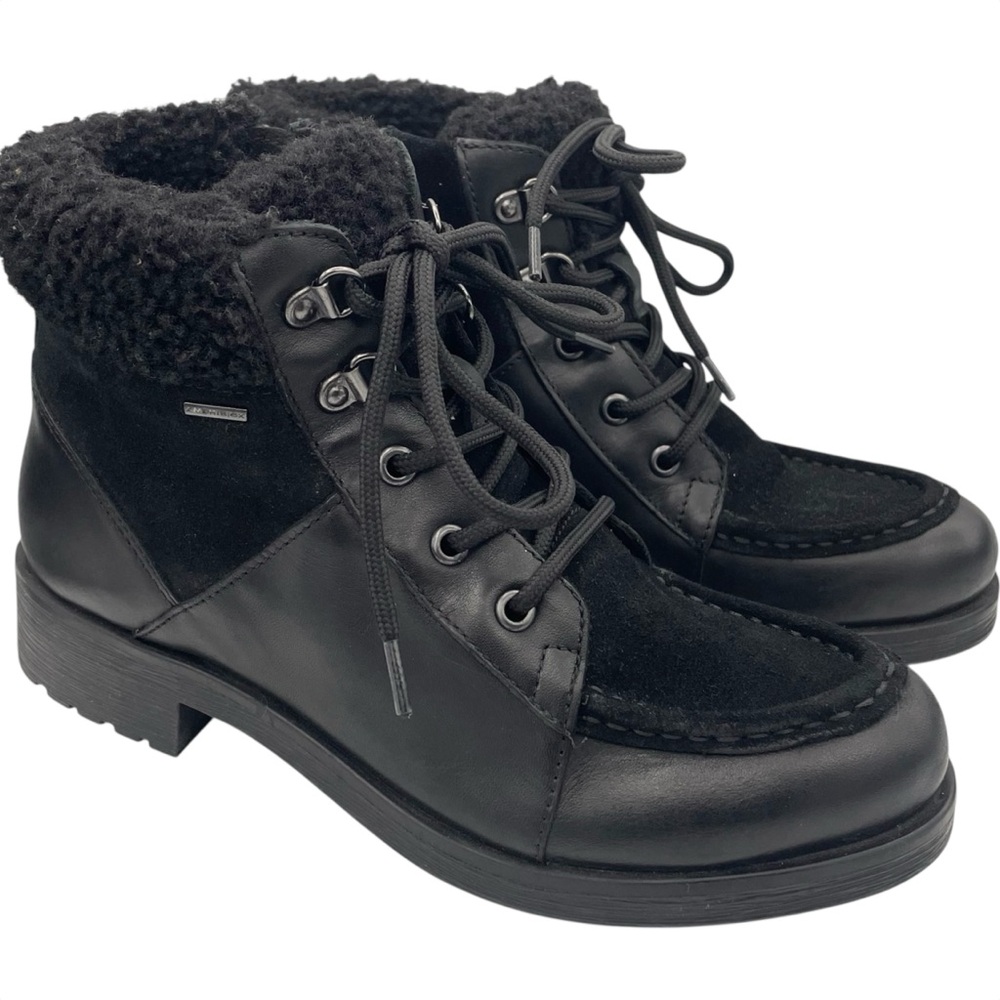 Geox Rawelle ABX waterproof lace-up black boots suede leather women Size 36/ 6US
